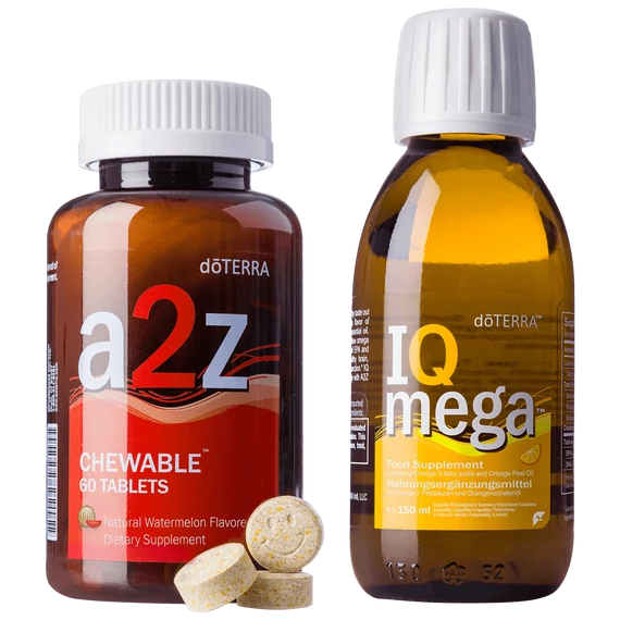 40760005 - A2Z Chewable™ rágótabletta és IQ Mega™ folyékony omega-3 táplálékkiegészítő csomag